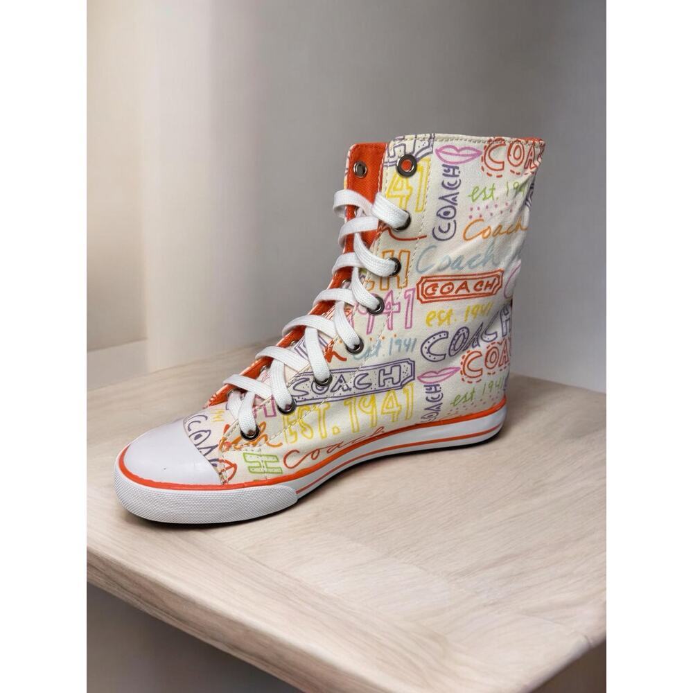 Y2K Coach A1285 Bonney Graffiti Print High Top Sneaker Size 6B - Picture 3 of 11